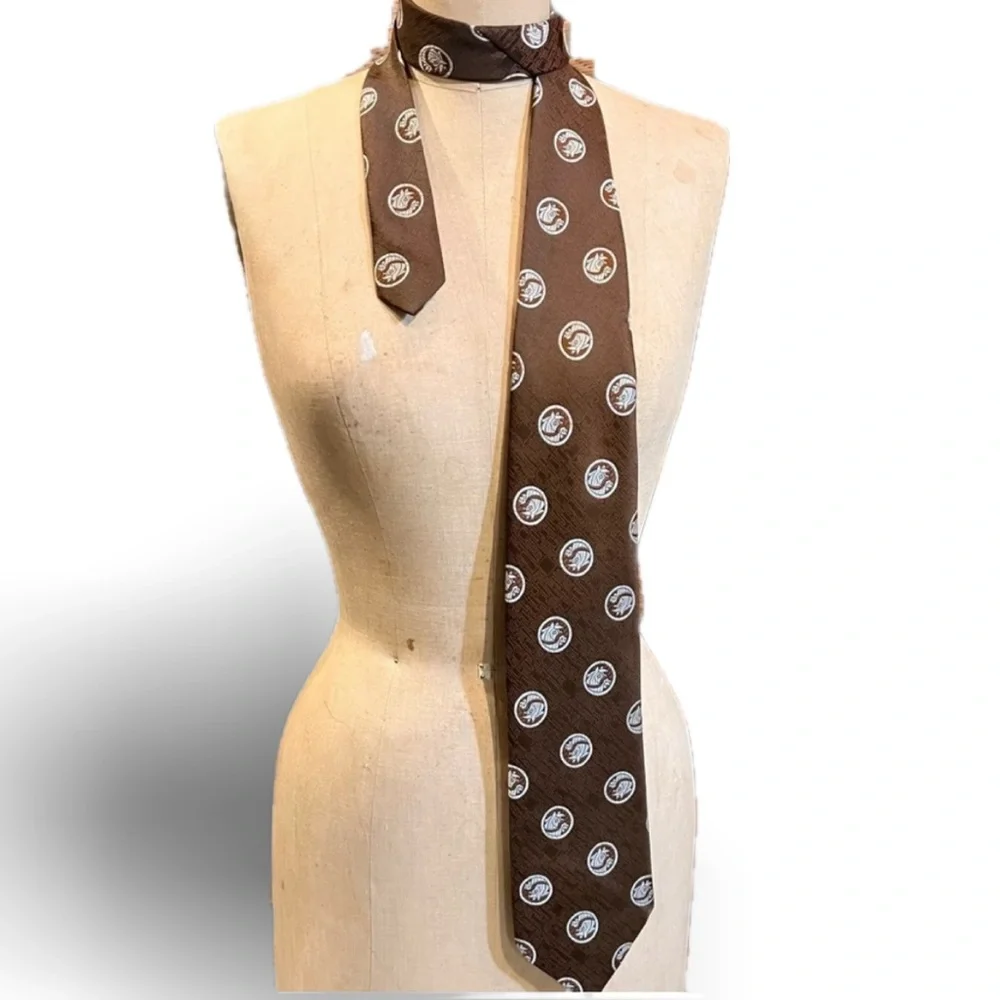 Vintage John Blair‎ brown horse tie equestrian western ranch country club 70s